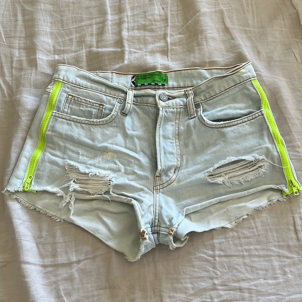 Free People X Sandrine Rose Virgin Label Light Wash Cut Off Shorts Size 26 $128